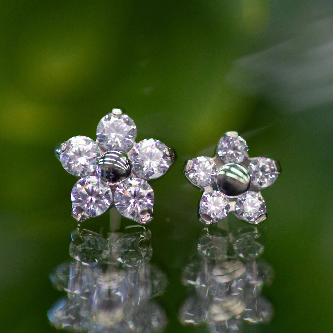 Flower End with White CZ