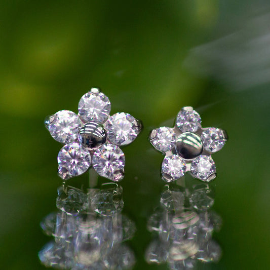 Flower End with White CZ