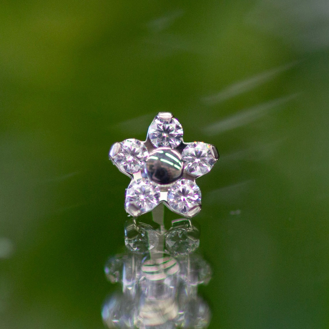Flower End with White CZ