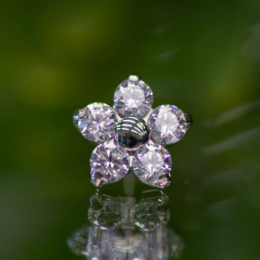 Flower End with White CZ